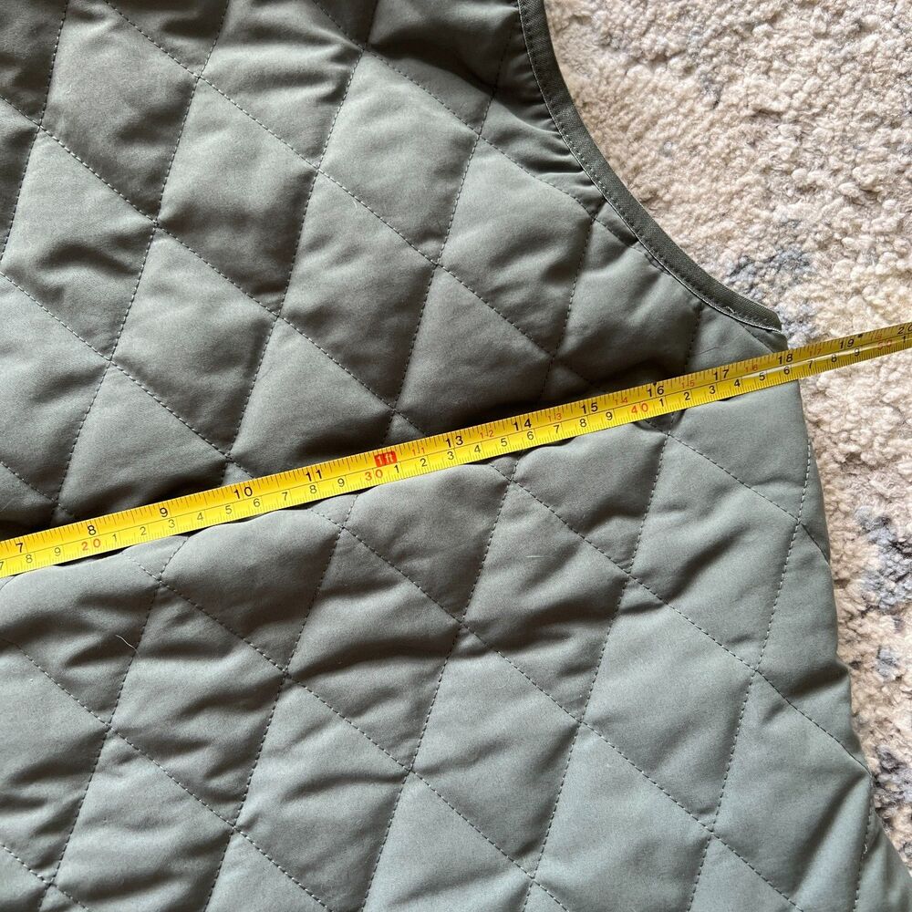 Eddie Bauer Quilted Vest Women's S Olive Faux Fur Hood Sherpa Lined - Picture 9 of 10